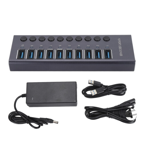 10-Port USB 3.0 Data Hub with 60W Power Adapter for Laptop & PC 1