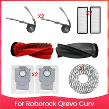 Kit D'Accessoires pour Aspirateur Robot pour Qrevo Curv : Brosse Principale, Filtre HEPA, Serpillière, Sacs à Poussière.