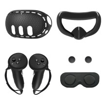 5in1 VR-Accessoiresets voor Meta Quest 3 Face Cover VR-Handgreepbeschermingshoes Zwart