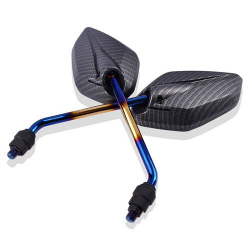 Espelho Retrovisor para Guidão de Motocicleta de 7/8 Polegadas e 10 mm, Espelho Lateral de Fibra de Carbono, Espelho de Ré Universal