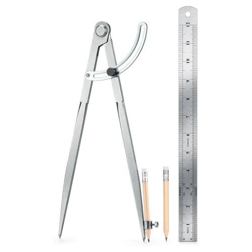 Woodworking Compass Geometry Tool - Professional Locking Drafting Compass with Pencil Holder 200mm