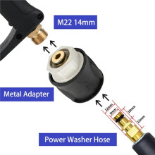 High Pressure Water Gun with 5 Foam Nozzles 1 Connector 14mm M22 Adapter for Car Washer Lance Jet