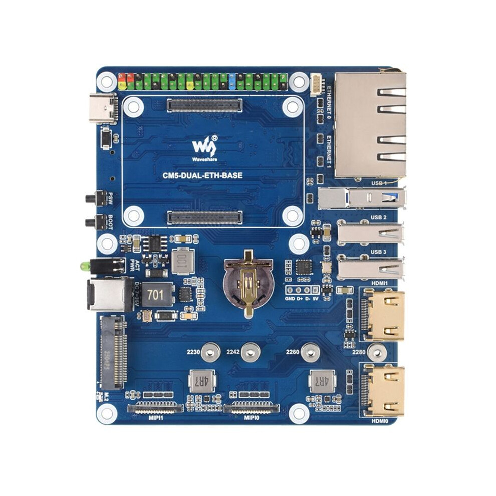 Waveshare For Raspberry Pi Cm5 Expansion Board Cm5 Gigabit/2.5G Dual Ethernet Port With Rj45 Dual 4K Output Gpio Io Base 6134220604039