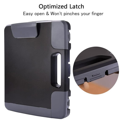 1pc Portable Clipboard with Storage, Plastic Storage Clipboard with Handle, Clipboard Box with Side Opening 2