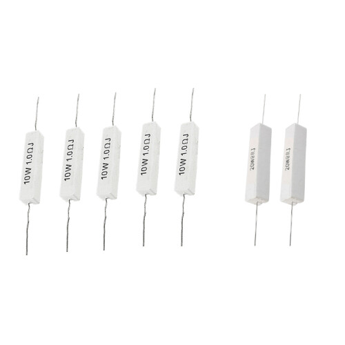 7 Pcs Wirewound Cement Resistor, 5 Pcs 10W 1.0 Ohm & 2 Pcs 20W 8 Ohm 1