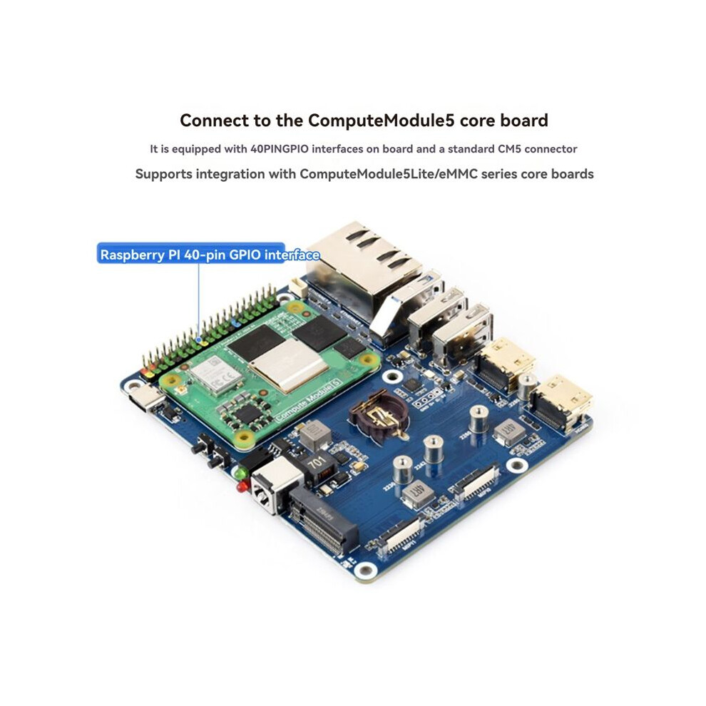Wave. Share Interface Raspberry Pi Waveshare for Raspberry Pi CM5 Expansion Board CM5 Gigabit/2.5G Dual ...