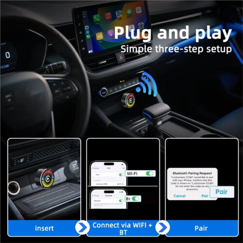 Wired to Wireless CarPlay Universal 2 In1  Adapter for Android Auto  Box Plug and  Auto Connection OTA 1