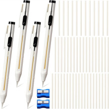 56Pcs White Chalk Pencil for Sewing, Tailors Fabric Chalk Pencil Set with Refills for Quilting,Dressmaking DIY