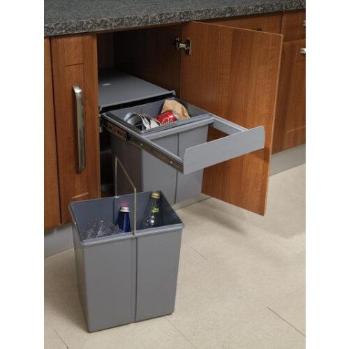 Charles Bentley Charles Bentley Pull Out Kitchen Cupboard Bin 40L Capacity - Recycling Multi Compartment Odour Preventing Lid 2