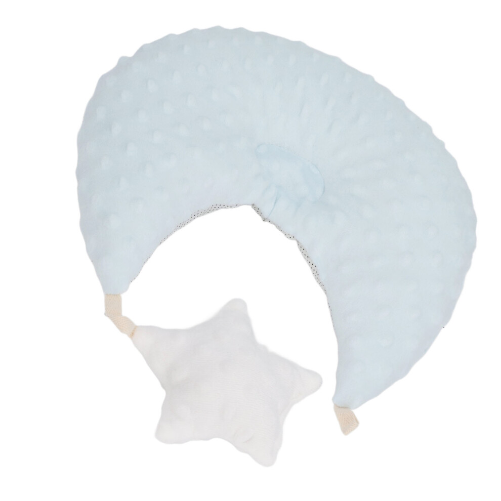 Light Blue Baby Head Support Pillow, Soft Lightweight Cotton for Travel & Home