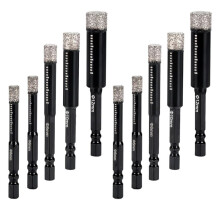10-Pack Diamond Drill Bits Set, 1/4 5/16 3/8 1/2 Inch Diamond Hole Saw - 1/4 Hex Shank Core Drill Bits for Ceramic