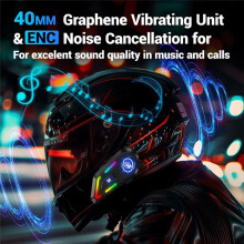 Motorcycle Helmet Headset Speakers with 2 Type Mics, Hands Free Call/Music/IPX5/Noise Cancellation