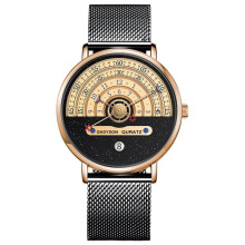 Unique Business Men Watch Fashion Auto Date Stainless Steel Strap Quartz Wristwatch Gifts for Him Calendar Clock A