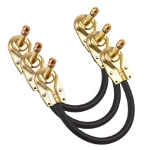 Cable de Puente para Guitarra (Paquete de 3), 6,35 mm², Cable de Efectos, Cabeza Plana, Chapado en Oro, 15 cm.
