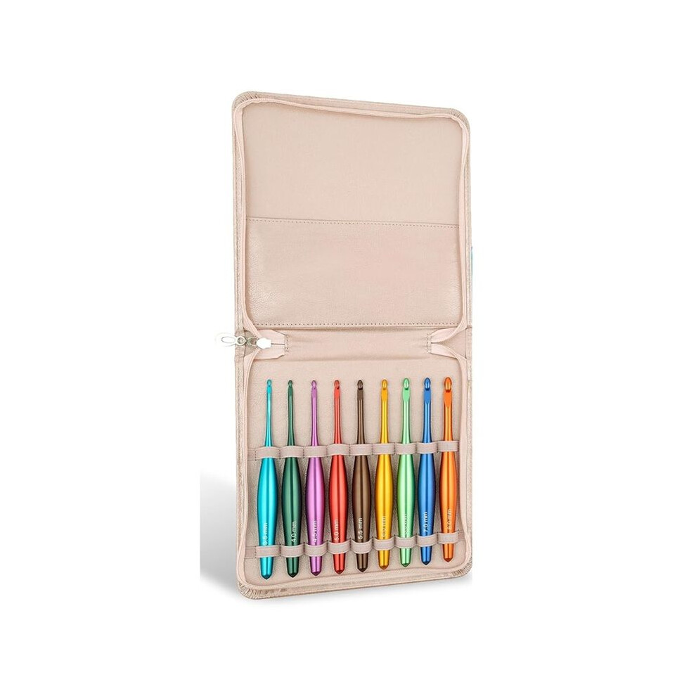 Crochet Hooks Ergonomic, 9Pcs Hand-Polished Aluminum Crochet Needles (3.5Mm-8Mm), Streamline Crochet Hooks 6033949119452