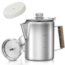 Cafetière à Percolateur avec 90 Filtres à Café - 9 Tasses, Cafetière de Camping en Acier Inoxydable, pour la Maison et le Camping.