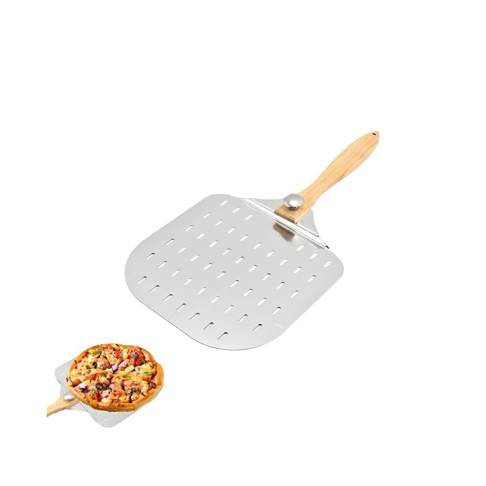 Perforated Pizza Peel 12Inch Aluminum Metal Pizza Paddle Pizza Spatula With Wood Handle For Baking Pizzas Breads 6031327147899