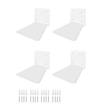 Estante Flutuante Invisível - Prateleiras de Metal para Montagem em Parede para Sala, Estante de Quarto, Estante Pequena com Design 4 Peças