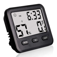 Digitales Hygrometer, Innenthermometer, Temperatur- und Feuchtigkeitsmessgerät mit Tischuhren für Schlafzimmer, Büro, Gewächshaus zu Hause