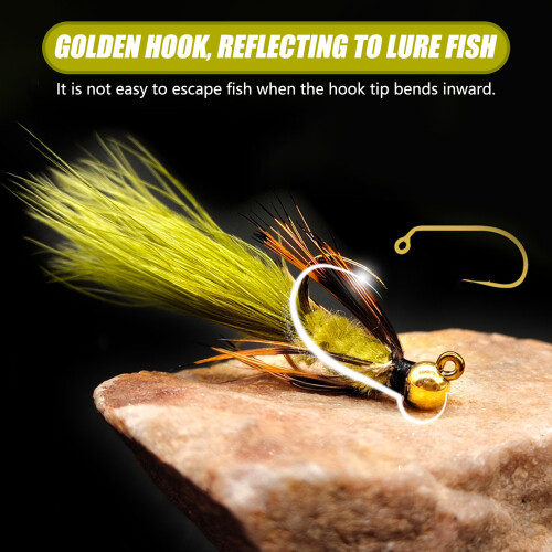 (Five olive pieces) Woolly Bugger Trout Lures with Sharp Hooks 1