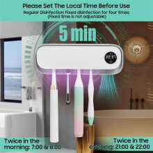 Toothbrush Sterilizer Hot Air Drying Timed Sterilization Toothbrush Sterilizer Box Punch-Free Clock Display