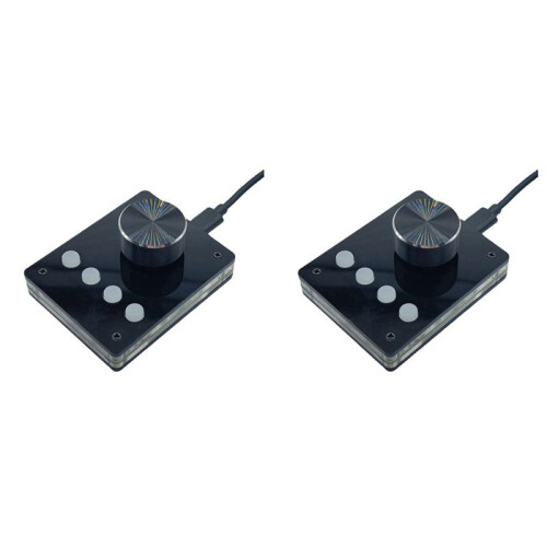 2X Multimedia Programmable Keyboard USB Knob Custom Keyboard  Macro Keyboard Volume Controller (Small White Button)