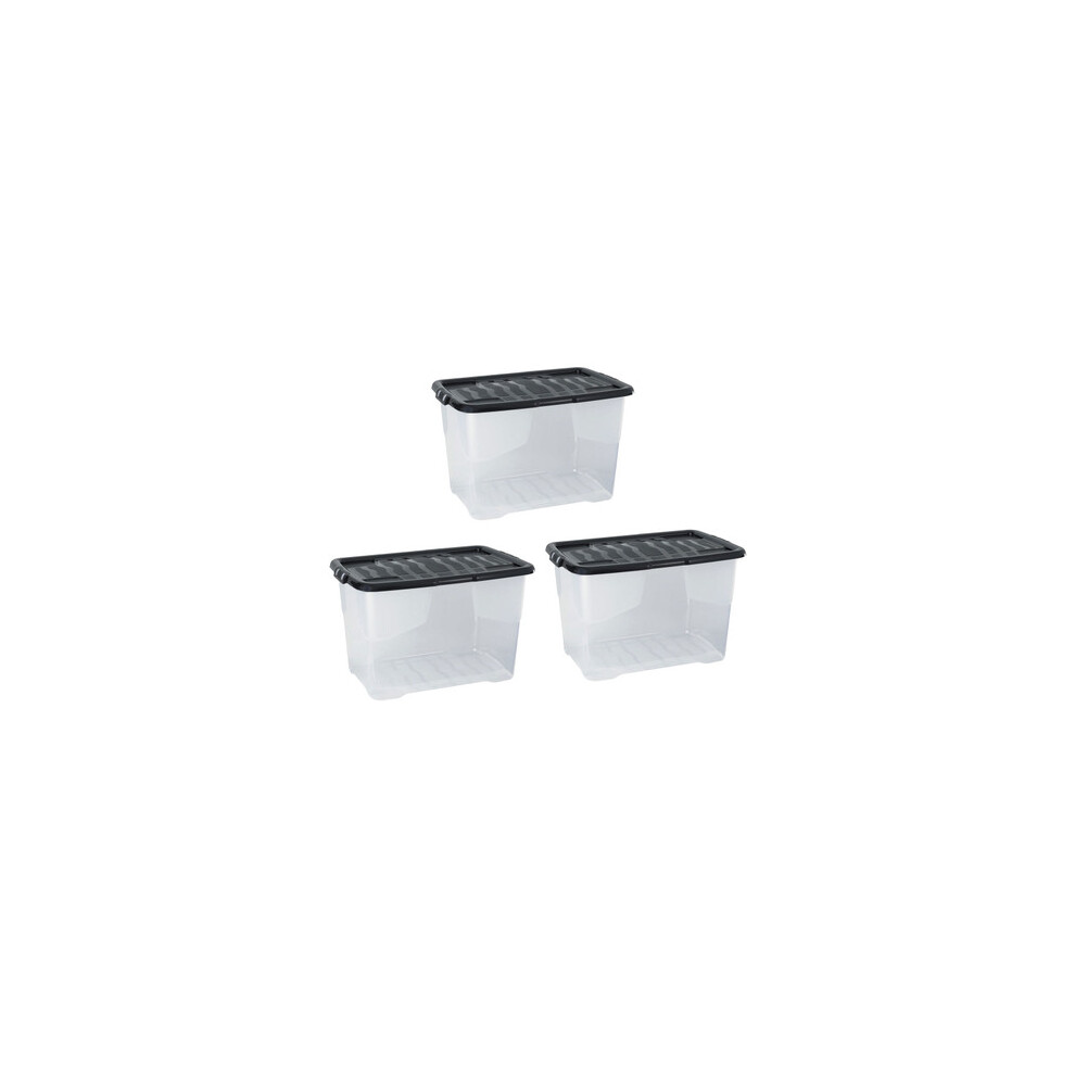 Strata 65L Clear Curve Storage Box With Lid - 3 Pack