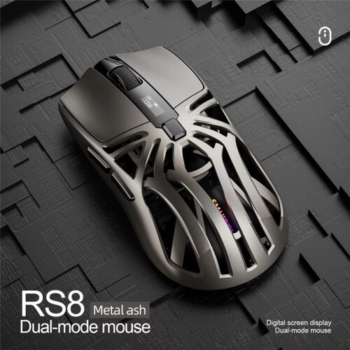 SMAILWOLF RS8  Mouse, 10000dpi, Three-Mode Connection, Macro Gaming Mouse for PC Notebook Laptop Computer Gray 1