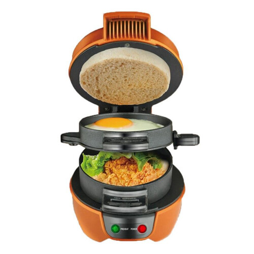 Orange Multifunctional Hamburger Maker Bread Machine Home Breakfast Machine Toasting Electric Pancake Maker EU Plug