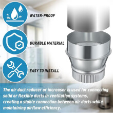 5 Inch to 4 Inch Duct Reducer Increaser Galvanized Steel Air Duct Adapter Round Crimped Pipe Connector Fitting Coupling