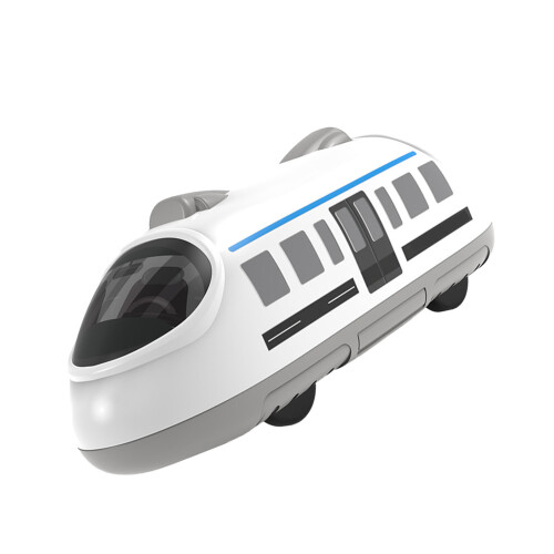 Pull Back High Speed Rail Toy with Movable Tires, Flexible Steering, White