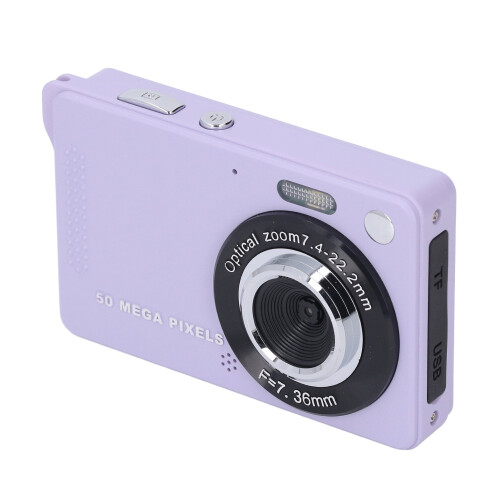 Câmera digital de bolso de 50MP, 1080P, tela de 2,8 polegadas, autofoco, estabilização eletrônica de imagem, roxa. 2