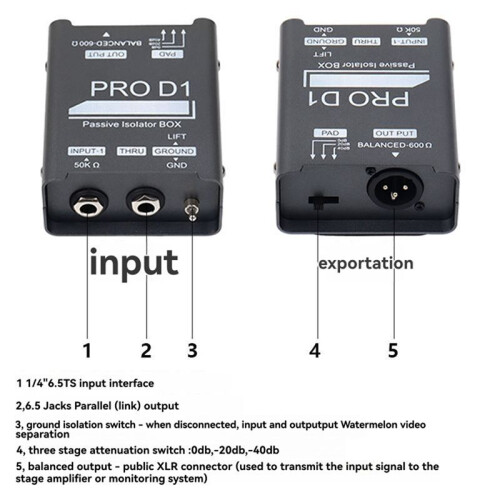 New PRO D1 Audio Isolator, Audio Current Eliminator, XLR 6.5 Isolator, Mixer Microphone Common Ground Filter 1