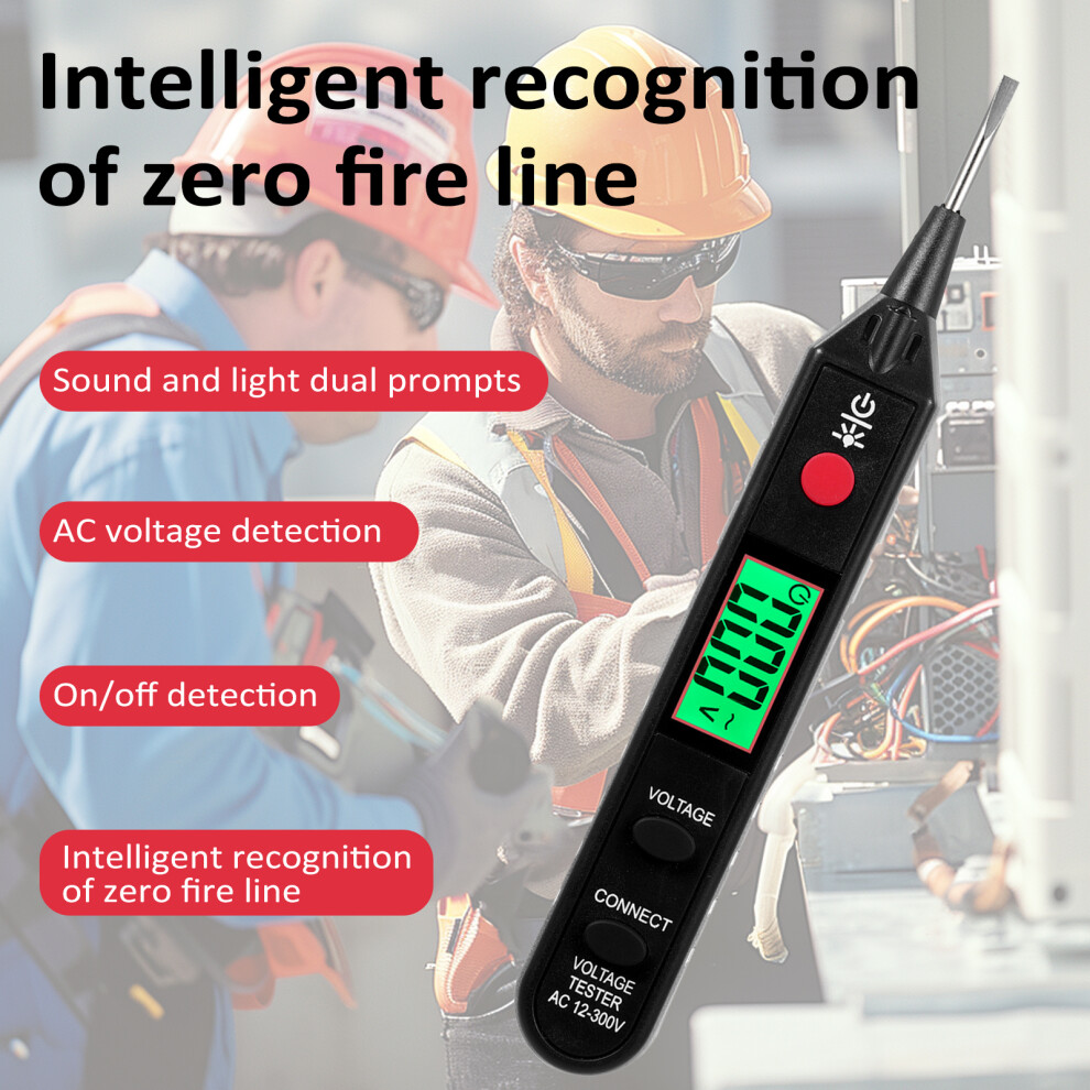 Non-Contact Voltage Tester Ac 12-300V Digital Light & Sound Alarm Compact Black 5001386046854