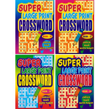 4 Pack A4 Super Large Print Crossword Puzzle Books