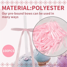 100 Pcs Twist Tie Bows Bulk 5x7 Inch Satin Ribbon Bows for Gift Wrapping Cake Treat Bags DIY Gift Wedding Baby A