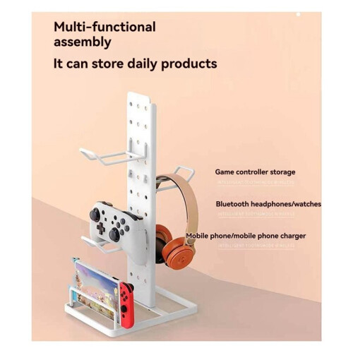 Gaming Controller Storage Rack Organizer Controller & Headset Holder Removable Gaming Controller Storage Stand White 2