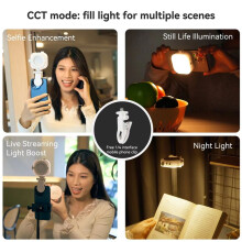 TELESIN Lampa do Selfie i Fotografii dla , dla IPada, Telefonu Komórkowego, Laptopa, Klipsa do Zdjęć, Kolorowa, 60 Diod LED, Magnetyczne Światło