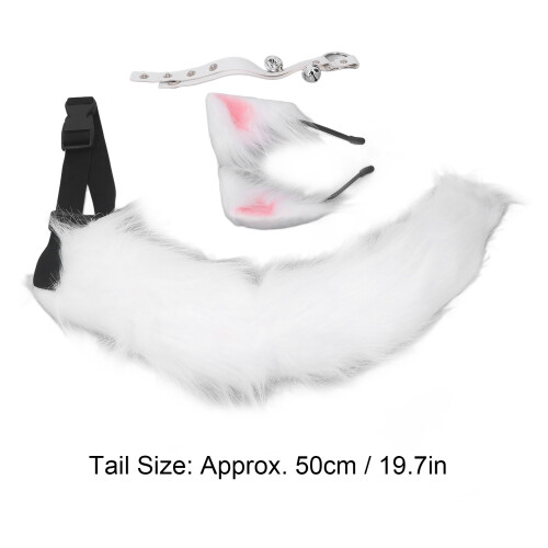 Cosplay Oreilles de chat et queue de loup - Blanc, 50 cm / 19,7 po 1