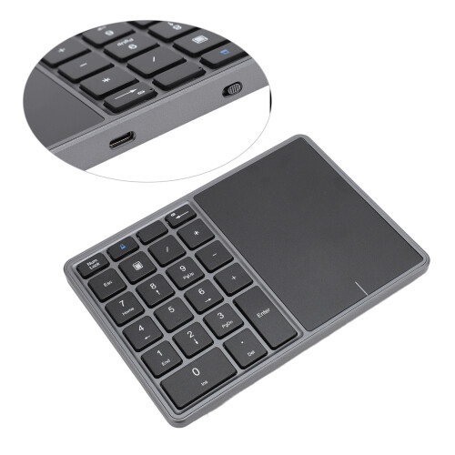 Wireless Numeric Keypad 22 Keys Bluetooth 4.2 2.4G Gray for Laptop/Desktop 2
