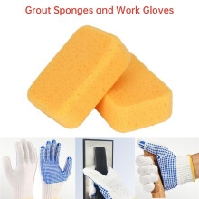 Squared Trowel 3pcs Set, with Rubber Grout Float,Grout Sponges and Work Gloves,Ideal for Cement, Concrete, Masonry Tile