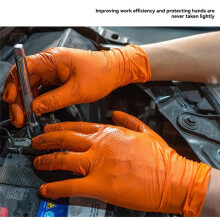 Nitrilhandschuhe, Dicke Industrielle Einweghandschuhe mit Rautenstruktur, Latexfrei, Strapazierfähig, Mechaniker-Autohandschuh, XL