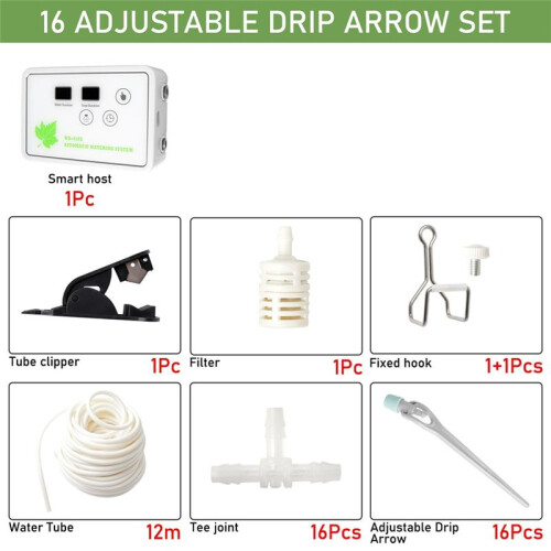 Automatic Watering System Pump Intelligent Timed Watering for 16 Potted Plants Adjustable Drip-Arrow Plant Waterer Timer 2