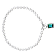 Elegant ZW3130 Steel Color Imitation Pearl Pendant Necklace for Women