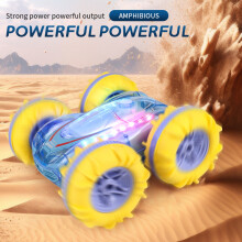2.4G RC Stunt Car Transparent Light Amphibious Vehicle Dwustronny Stunt RC Car Gesture Rolling Toys dla Dzieci Zielony