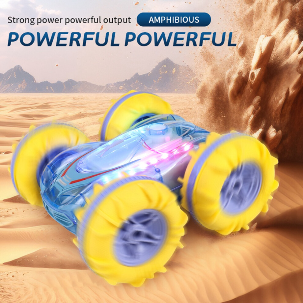 2.4G Rc Stunt Car Transparent Light Amphibious Vehicle Double Sided Stunt Rc Car Gesture Rolling Toys For Kids Green 4713147289271