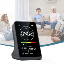 4 in 1 Digitale Luchtkwaliteitsmeter Oplaadbare CO2 TVOC Temperatuur Vochtigheidsmeter CO2 Detector met Alarm voor Thuis