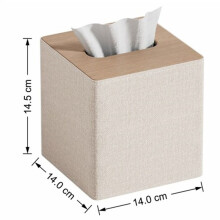 Tissue Box Cover Square PU Leather Facial Tissue Box Holder for Dresser Bathroom Decor Beige