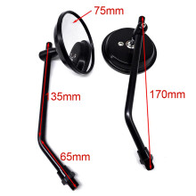 Universal 360 Convex Motorcycle Rearview Mirrors M10 Right-Hand Thread - Black/ Silver