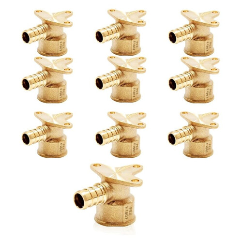 10 Peças de Conexões PEX, Adaptador de Cotovelo com Rosca Fêmea NPT de 1/2 Polegadas X 1/2 Polegadas Pex, Crimpagem de Latão para Tubos PEX e